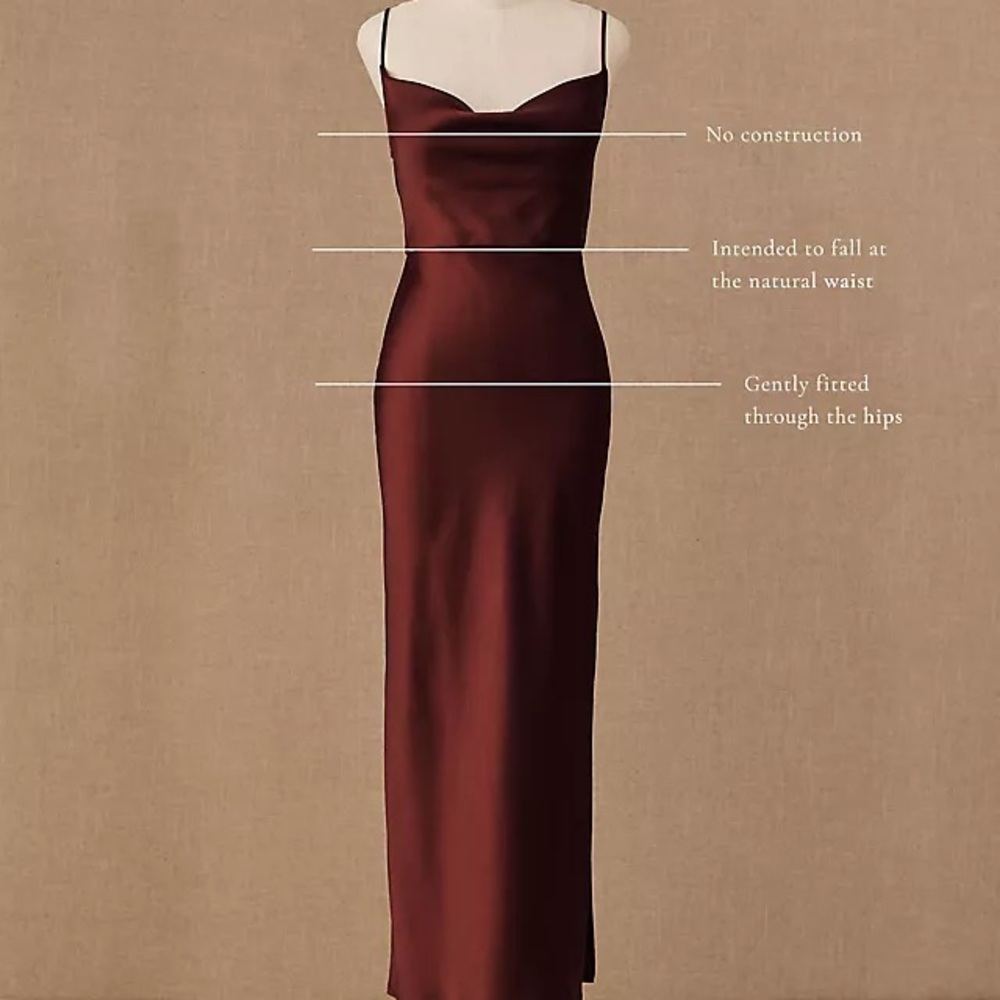 BHLDN Cali Satin Charmeuse Midi Dress Size 2 Dark Red By Anthropologie